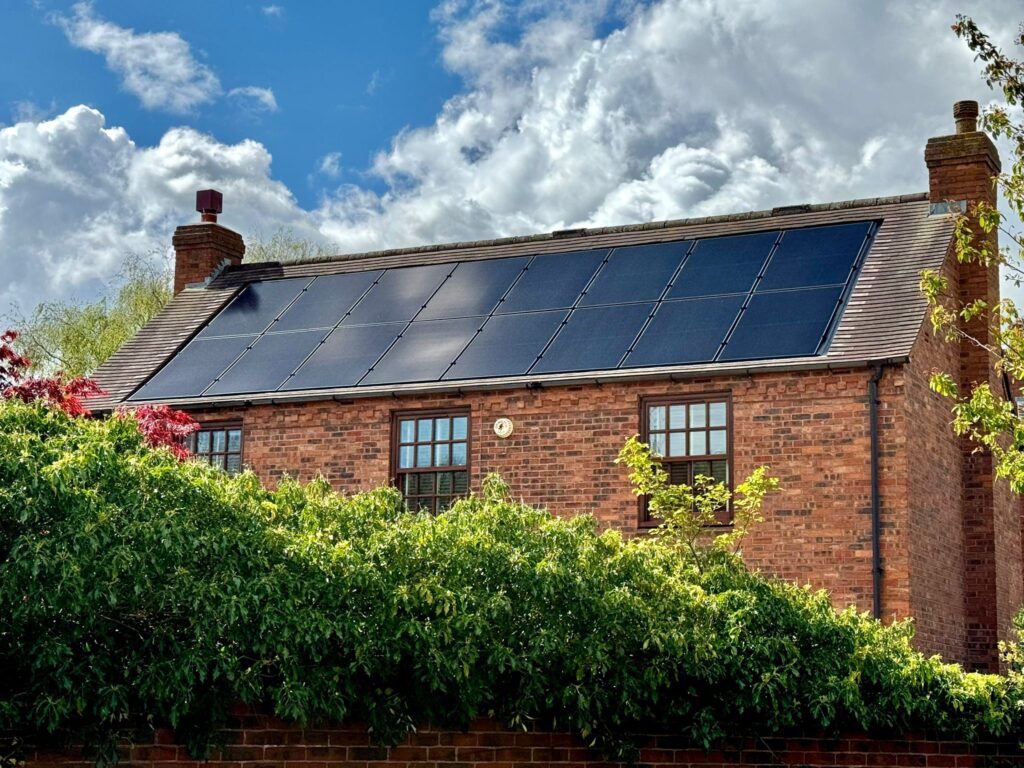 Solar panel installation on the roof of a detached house